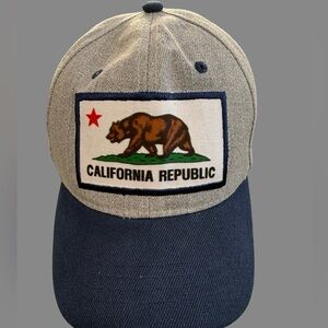 California Republic Bear Flag Hat Gray and Navy Adjustable